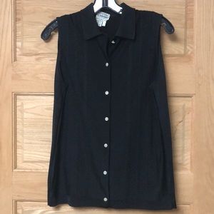 Le Garage Black Sleeveless Button Down Tank Top
